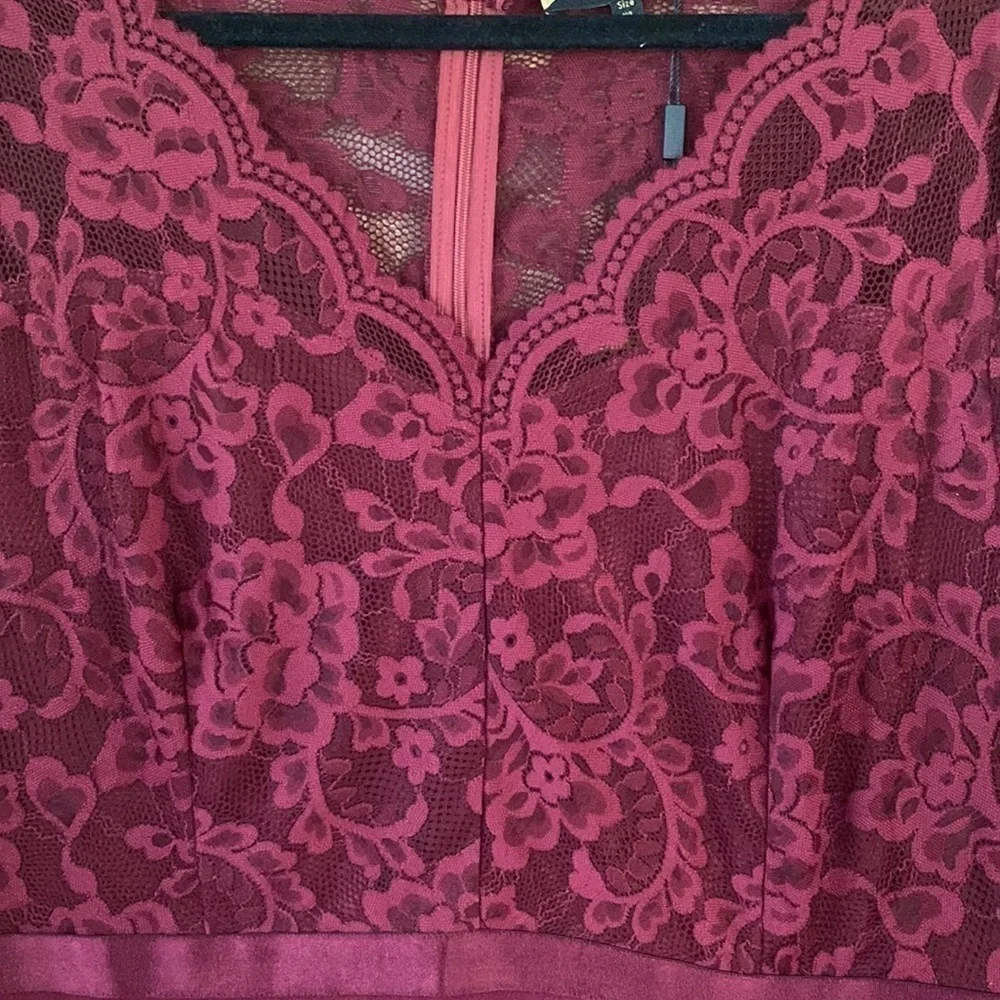 Miusol Retro V Neck Floral Lace Ruffle Style Cocktail Party Dress 2XL NWT